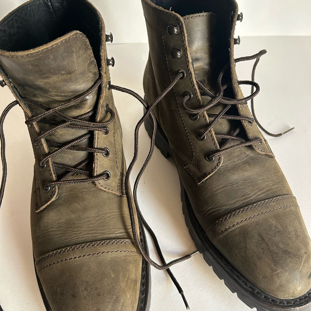 Thursday Men's Dark Olive Brown Leather Boots - Picture 15 of 16